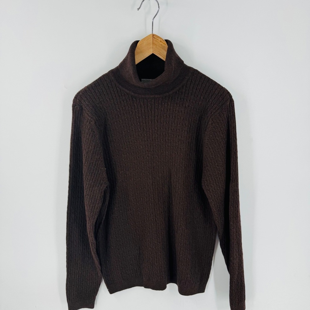 Croft & Barrow Brown Ribbed Turtleneck Sweater Size XL‎ Cotton Old Money Preppy